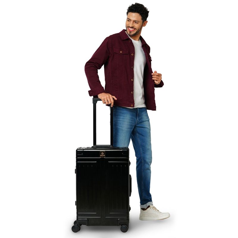 Perquisite Aluminium Trolly Black Hard Luggage Bag (M)