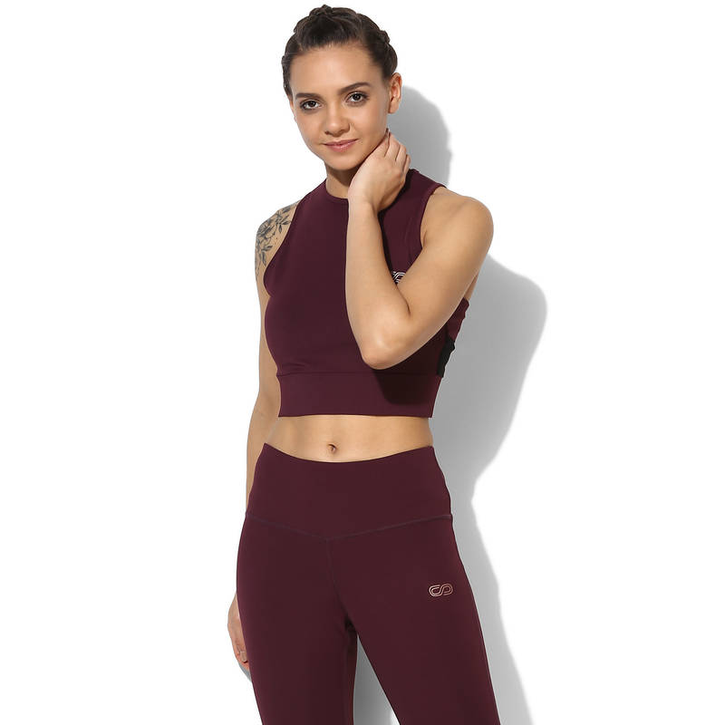 Silvertraq Women's Moto Crop Tee - Maroon (XXL)