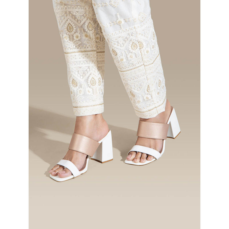 Chaal Chalan White Addison Heels (EURO 36)