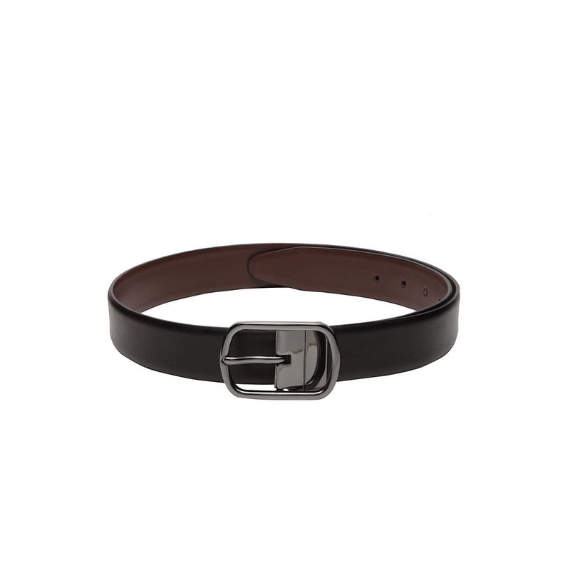 Teakwood Men Black & Brown Solid Reversible Leather Belt - 34