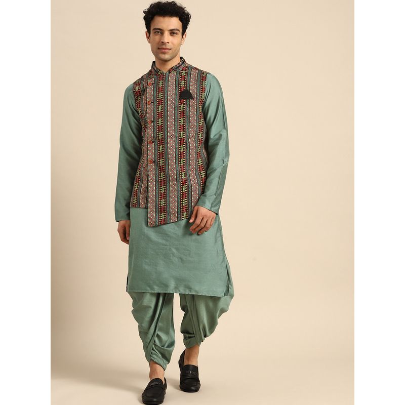 KISAH Men Multi Nehru Jacket Dhoti Kurta (Set of 3) (38)