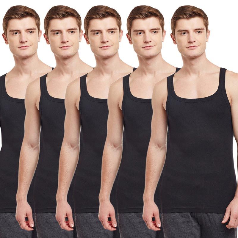 BODYX Pack Of 5 Sports Vests - Black (M)