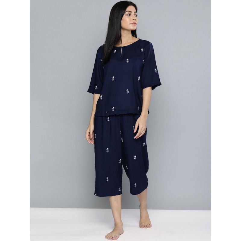 Chemistry Printed Night Suit - Navy Blue (Set of 2) (3XL)