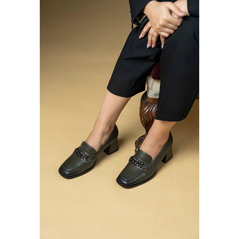 MIORAH Olive Leather Pumps (EURO 36)