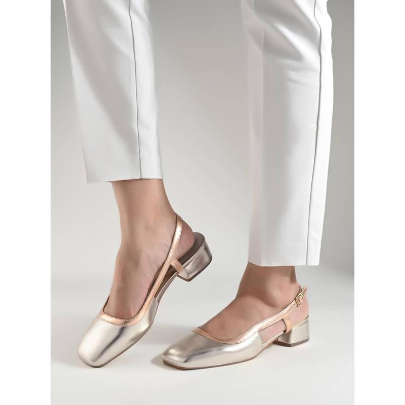 MIORAH Gold Leather Sandal Heels (EURO 36)