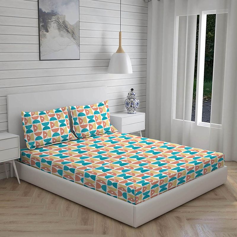 Layers Duracount Toughened Cotton 225 TC King Sized Double Bedsheet - Multi (Set of 3) (King)