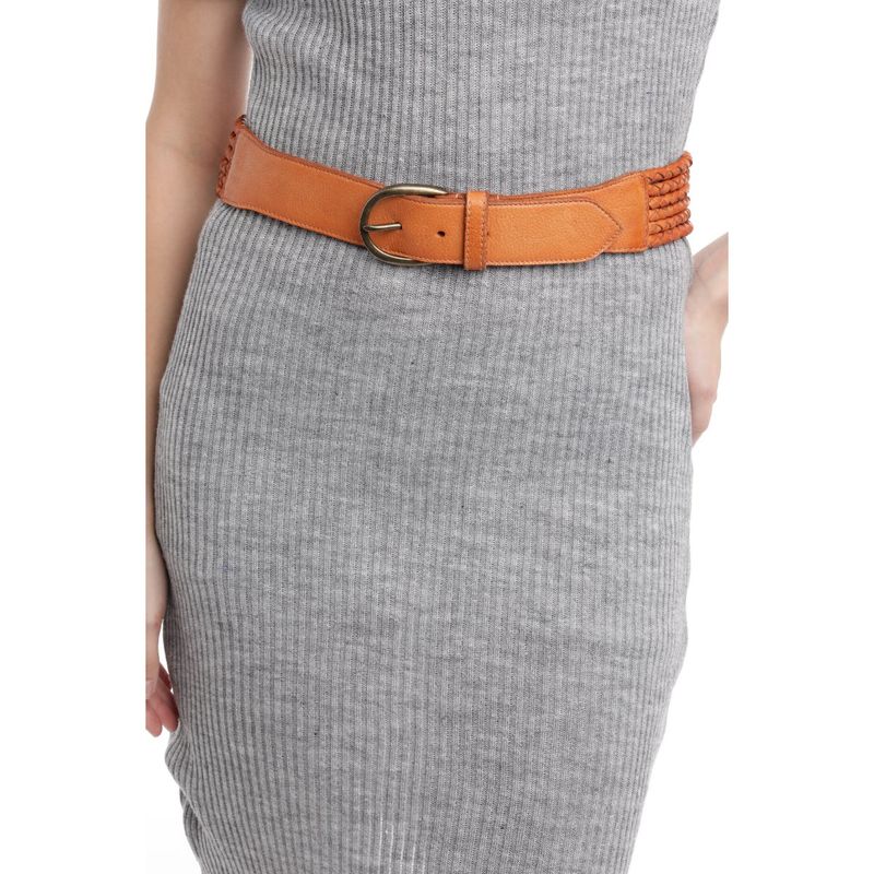 ART N VINTAGE Women Semi Formal Leather Textured Tan Belt (34)