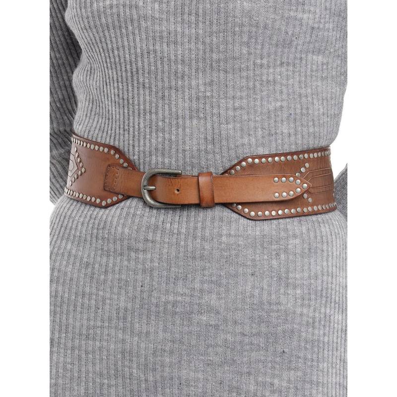 ART N VINTAGE Women Semi Formal Leather Embellished Sequined Rust Belt (40)