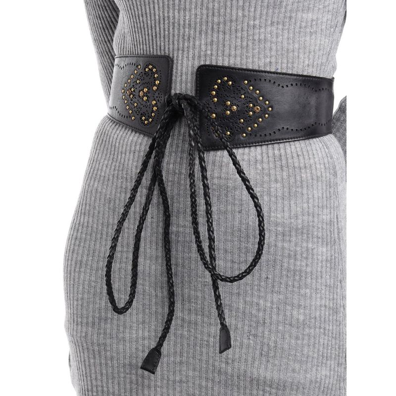 ART N VINTAGE Women Semi Formal Leather Textured Black Belt (28)