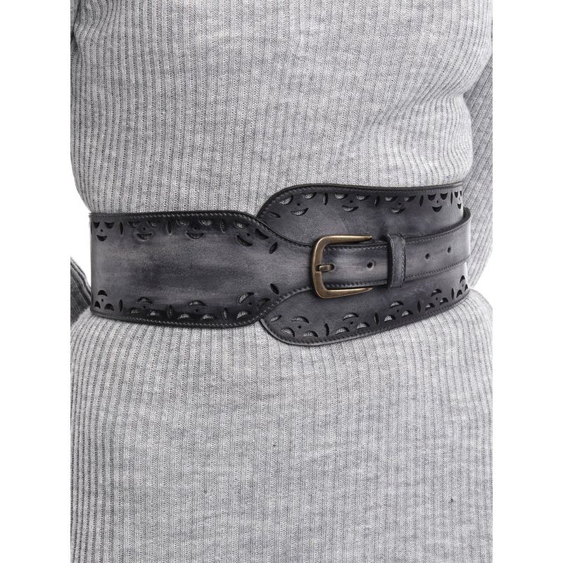 ART N VINTAGE Women Semi Formal Leather Textured Black Belt (28)