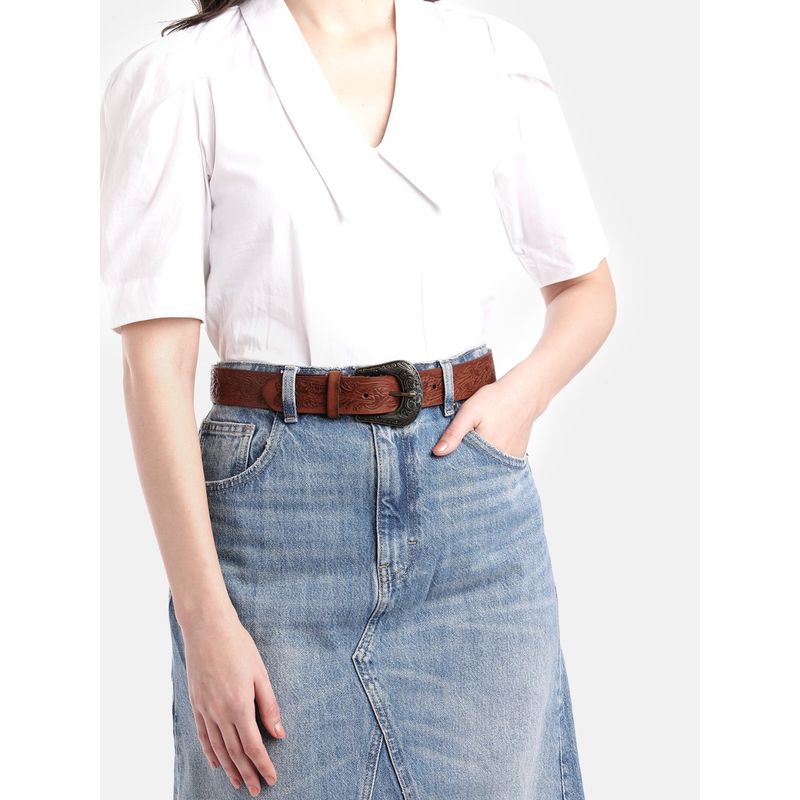 ART N VINTAGE Women Semi Formal Leather Textured Rust Belt (30)