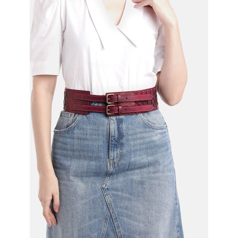 ART N VINTAGE Women Semi Formal Leather Checks Brown Belt (30)