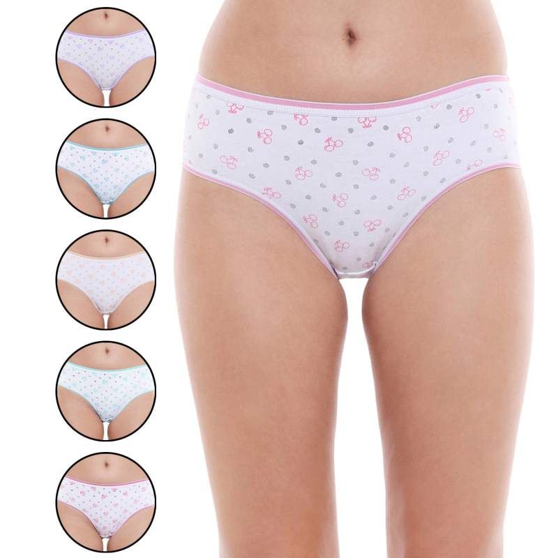 Bodycare Pack of 6 Assorted Premium Cotton Printed Panties (L)