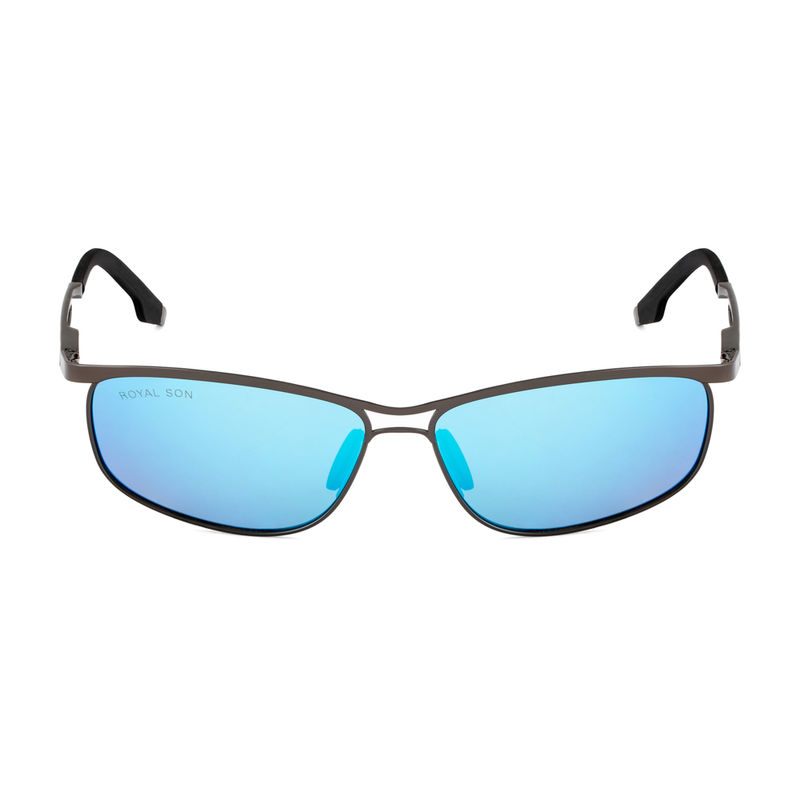 Royal Son Men Wrap Around Polarized Uv Protection Sunglasses Blue Mirrored  Lens (medium)-chi00109-c3