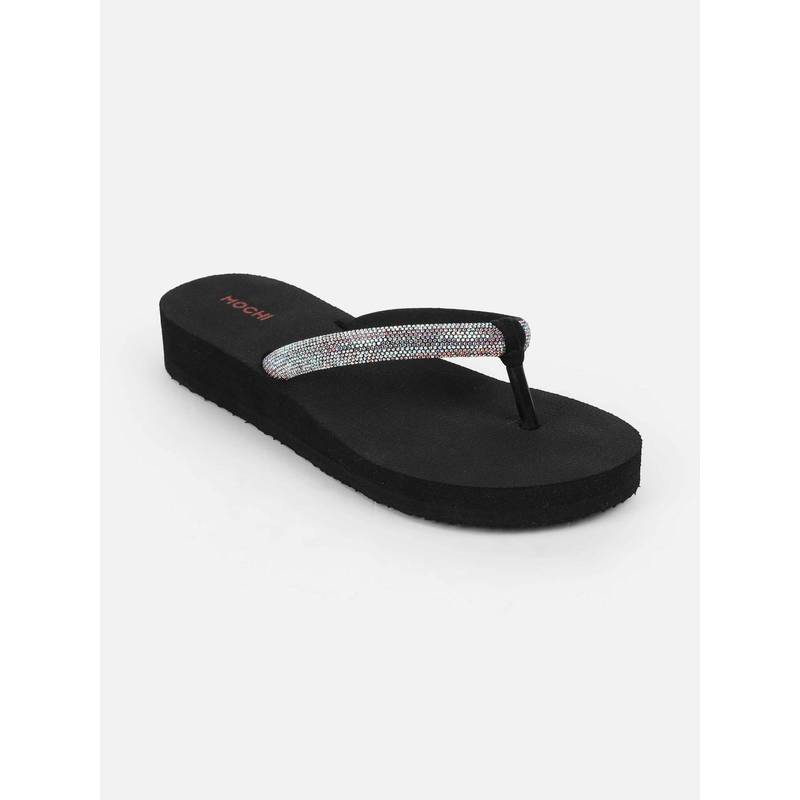 Mochi Women Black Sandals (EURO 36)