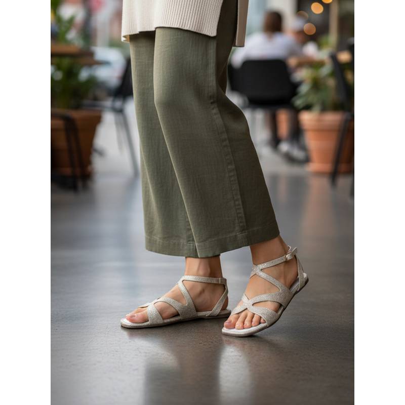 Chaal Chalan Women Cream Emily Sandals (UK 8)