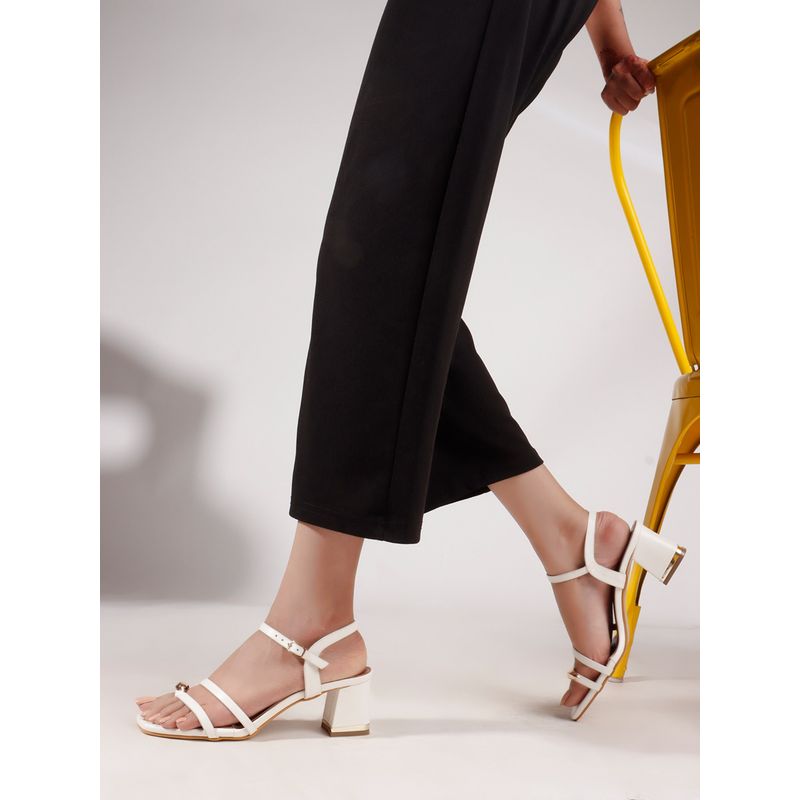 The White Pole Women White Block Heels (EURO 37)