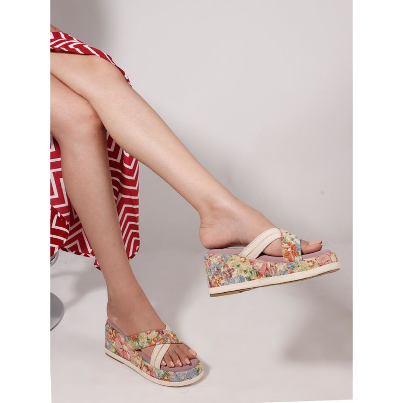 The White Pole Women Pink Wedges Heels (EURO 36)