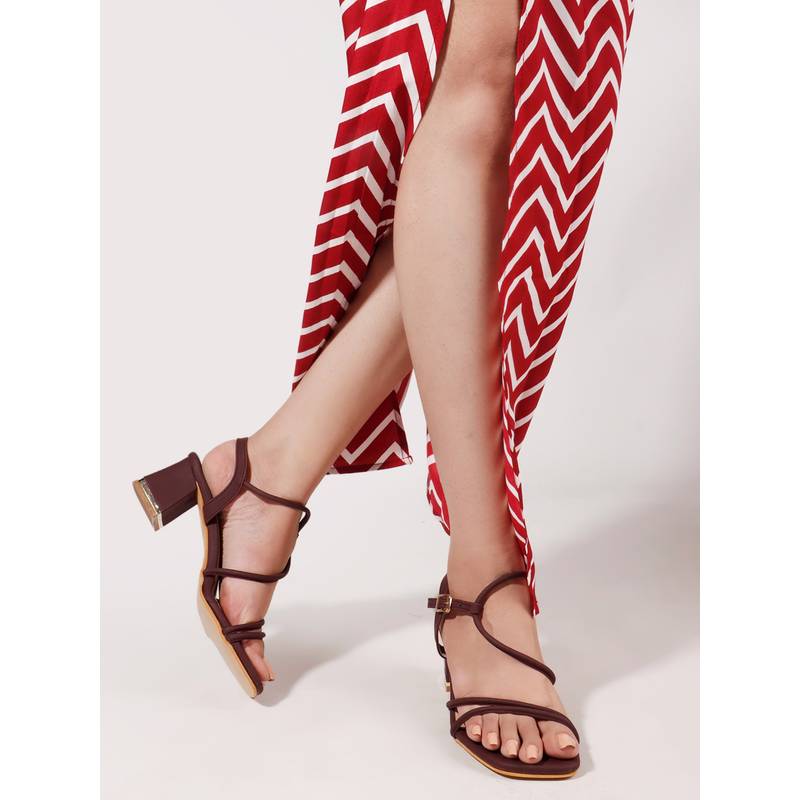 The White Pole Women Wine Block Heels (EURO 39)