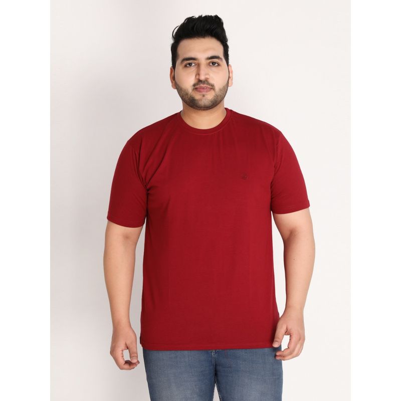 Chkokko Mens Casual Round Neck T-shirts In Maroon (XL)