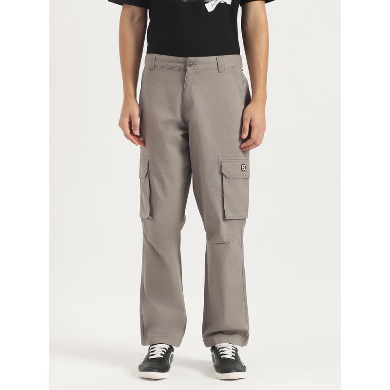 United Colors of Benetton Solid Straight Fit Diagonal Patch Pocket Cargo Trackpant (42)