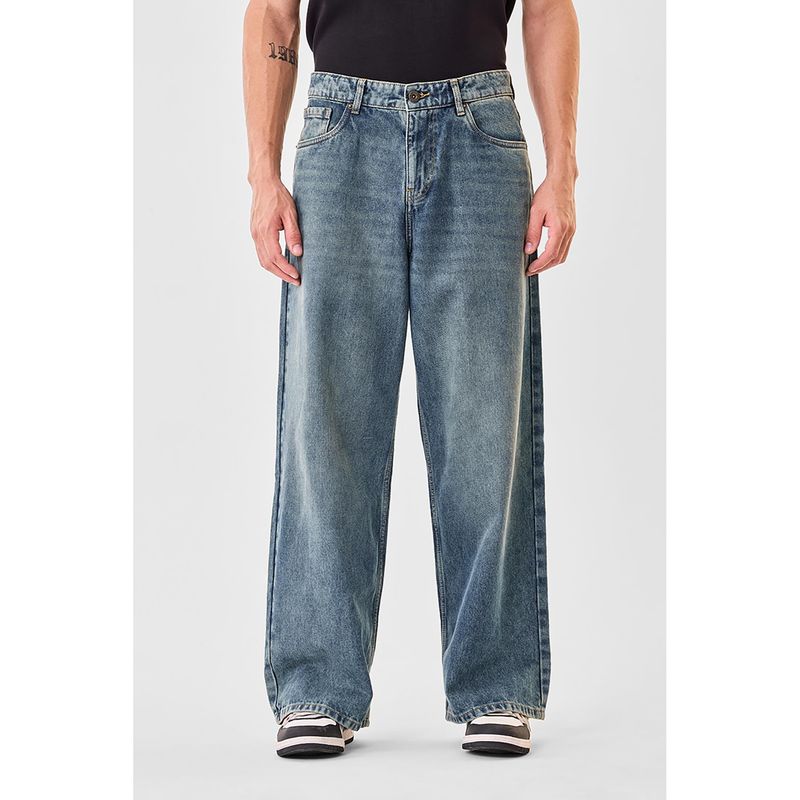 Snitch Dark Blue Solid Loose Fit Casual Jeans for Men (30)
