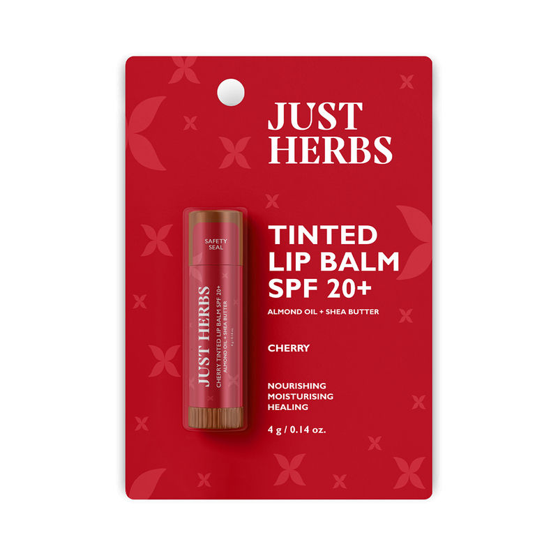 Just Herbs Tinted Lip Balm with SPF 20+ for Dry and Chapped Lips - Cherry