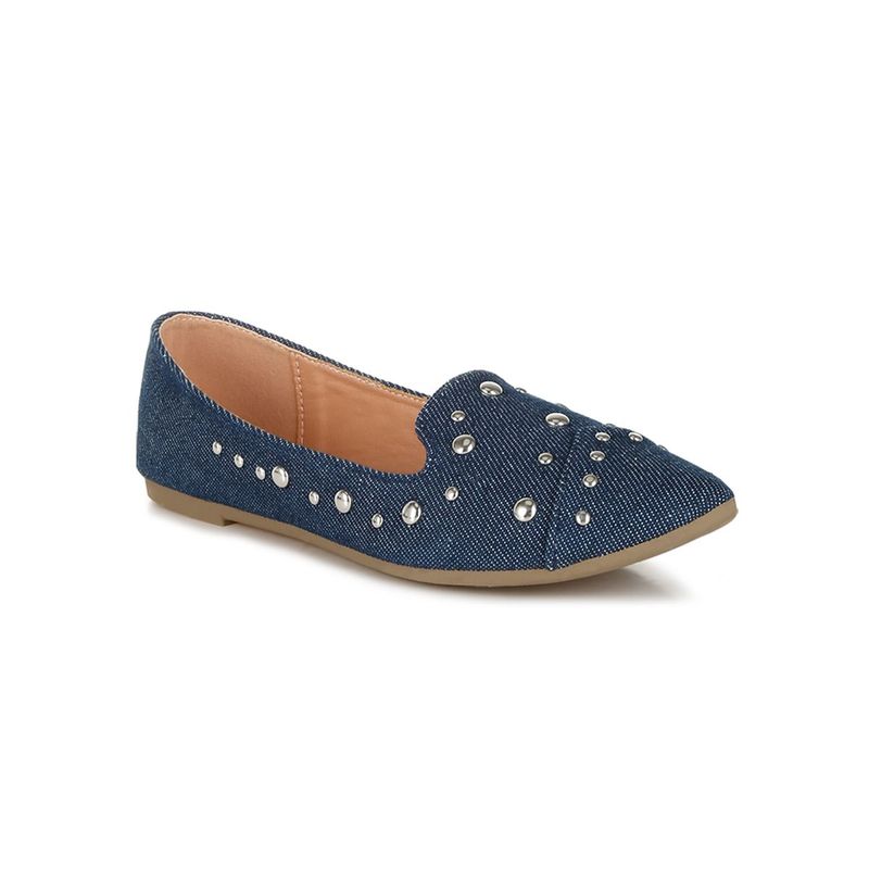 London Rag Blue Stud Embellished Ballerina Flats (UK 3)