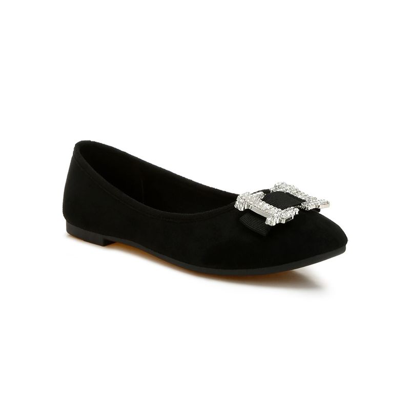 London Rag Black Rhinestone Buckle Detail Ballerinas (UK 3)