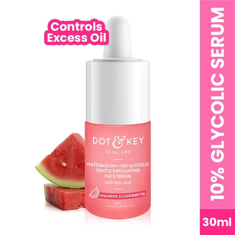 Dot & Key Watermelon + 10% Glycolic Gentle Exfoliating Face Serum, With Kojic, Controls Excess Oil