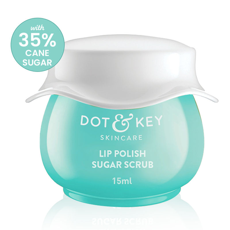 Dot & Key Lip Polish Exfoliating Sugar Scrub with Cocoa & Peppermint Oil, Smoothes & Plumps Lips