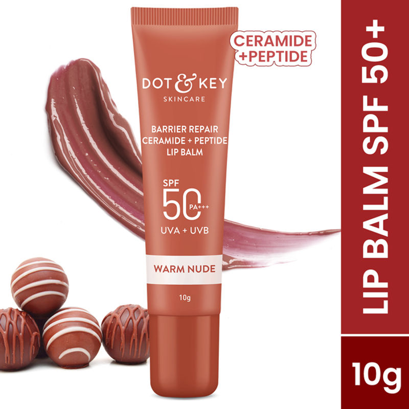 Dot & Key Ceramide & Peptide Barrier Repair Lip Balm SPF 50 PA+++, Warm Nude