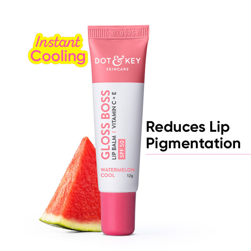 Dot & Key Gloss Boss Brightening Lip Balm SPF 50+ PA+++, With Vitamin C + E, Watermelon Cool