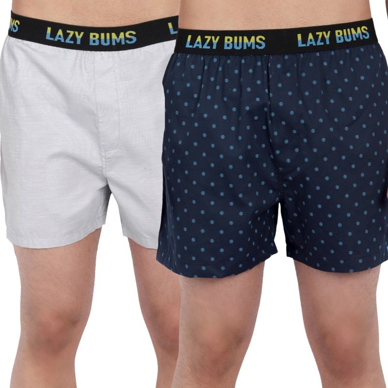 LAZY BUMS Men's Combed Cotton Breeze Boxer Shorts Regular Fit Boxers (Pack of 2) (M)