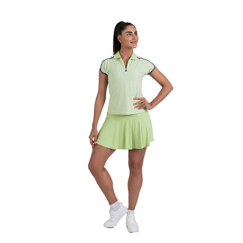 STRCH Flex Green Solid Flare Fit High Rise Tennis Skort (L)