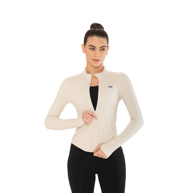 STRCH White Solid Slim Fit Full Sleeve Active Jacket (XS)