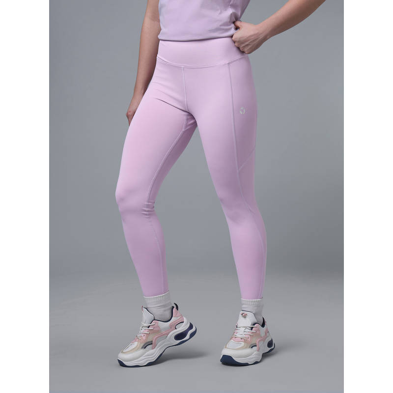 Technosport Women Solid Slim Fit Sports Purple Tights with Elastic Plus (S)