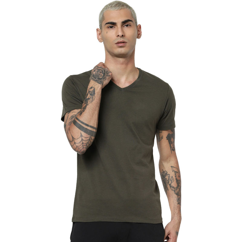 Jack & Jones Green Slim Fit V-Neck T-Shirt (S)