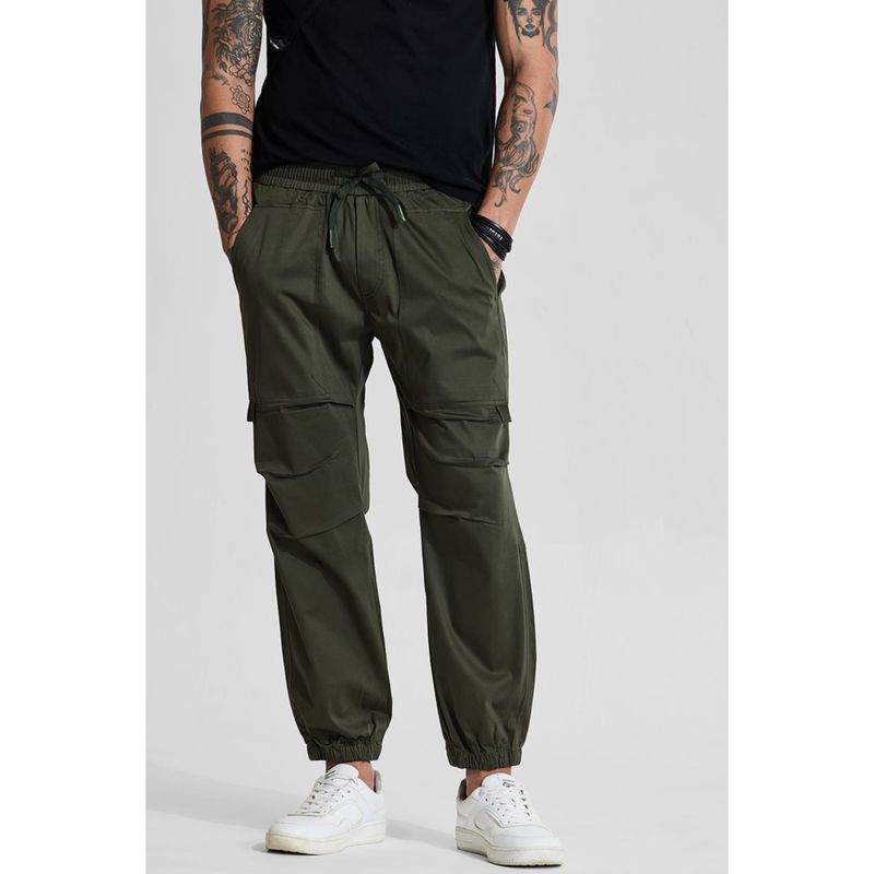 Snitch Dark Green Relaxed Fit Cargo Pants (34)