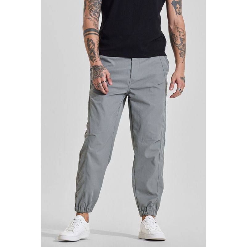 Snitch Grey Solid Relaxed Casual Joggers for Men (32)