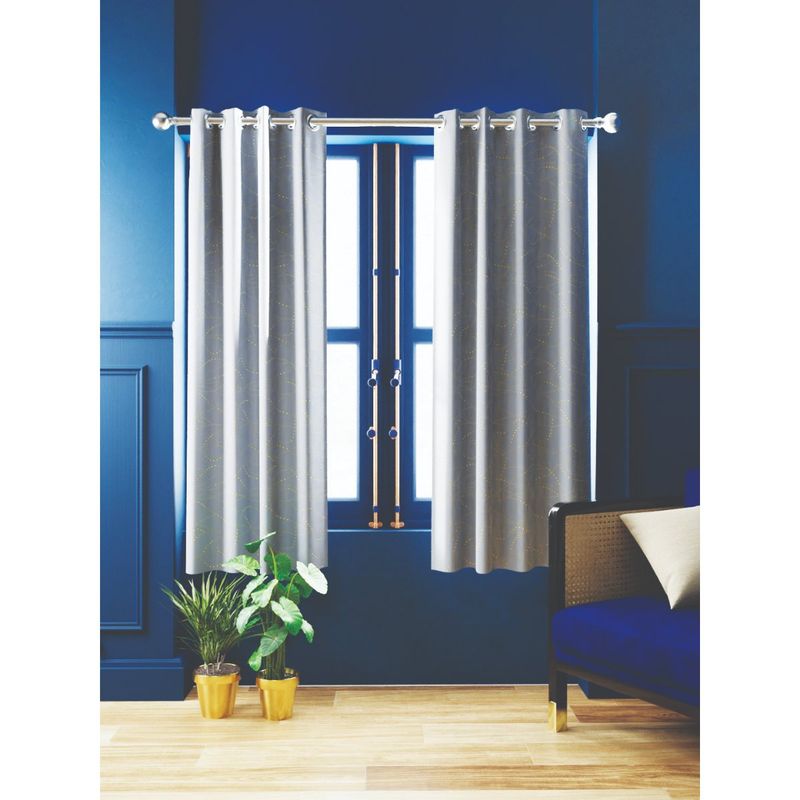 BIANCA 100% Blackout Thermal Insulated Noise Reducing Eyelet Curtain 2 Pcs Cool Grey (5 Feet)