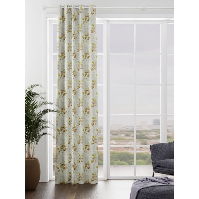 BIANCA Kopa Heavy Duty Polyester Eyelet Curtain 1 Pc Floral Sage (7 Feet)