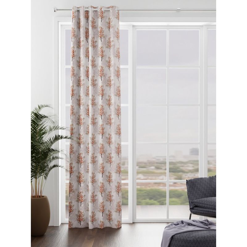BIANCA Kopa Heavy Duty Polyester Eyelet Curtain 1 Pc Floral Caramel (7 Feet)