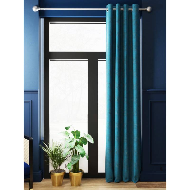BIANCA 100% Blackout Thermal Insulated Noise Reducing Eyelet Curtain 1 Pc Teal (7 Feet)