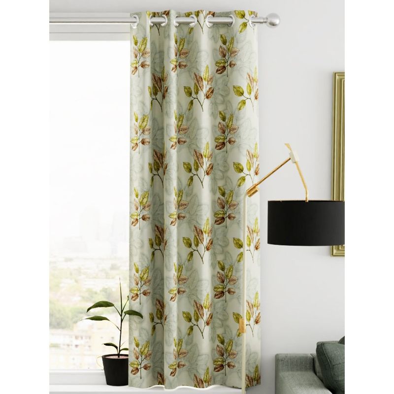 BIANCA Kopa Heavy Duty Polyester Eyelet Curtain 1 Pc Floral Sage (5 Feet)