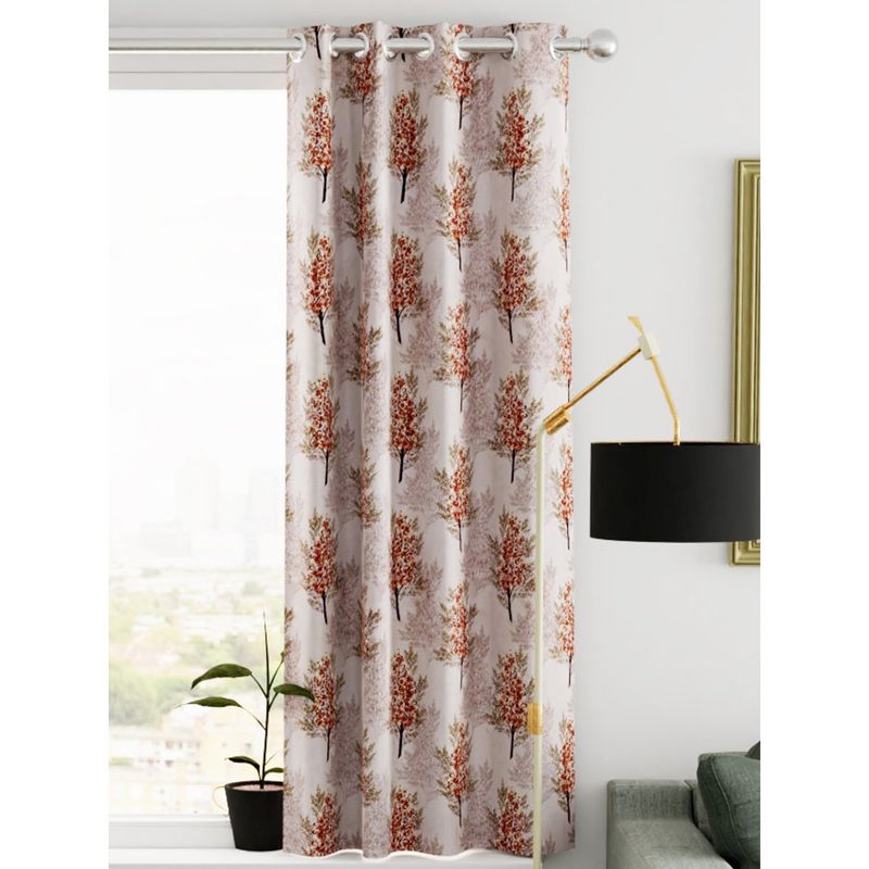 BIANCA Kopa Heavy Duty Polyester Eyelet Curtain 1 Pc Floral Caramel (5 Feet)