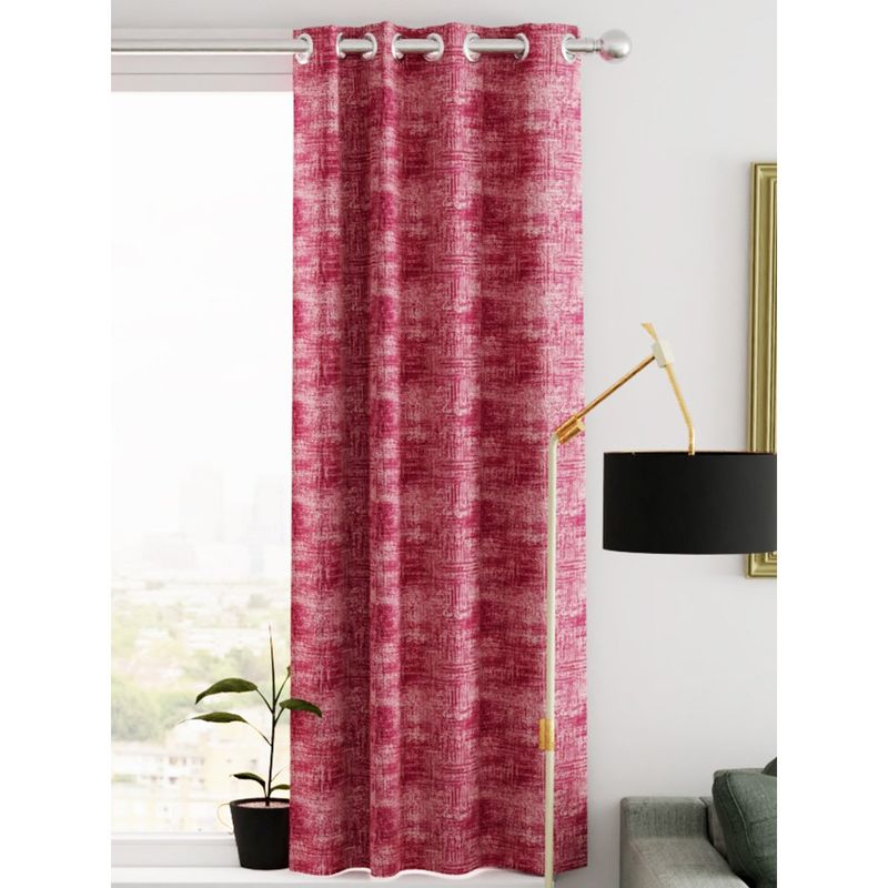 BIANCA Kopa Heavy Duty Polyester Eyelet Curtain 1 Pc Abstract Pink (5 Feet)