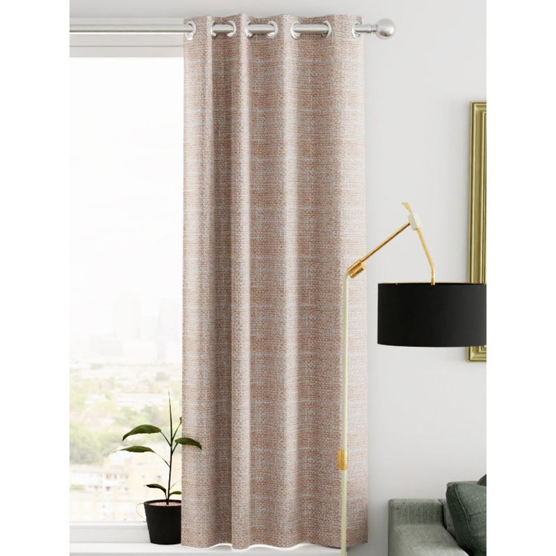 BIANCA Kopa Heavy Duty Polyester Eyelet Curtain 1 Pc Abstract Gold (5 Feet)