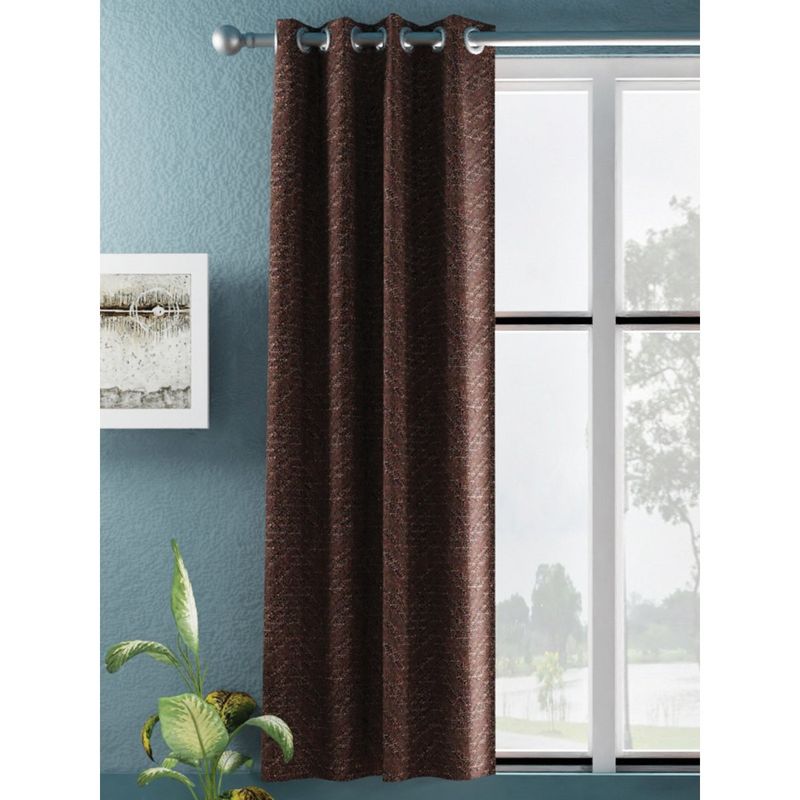 BIANCA Jacquard Blackout Eyelet Curtain 1 Pc (Dromanio) Brown (5 Feet)