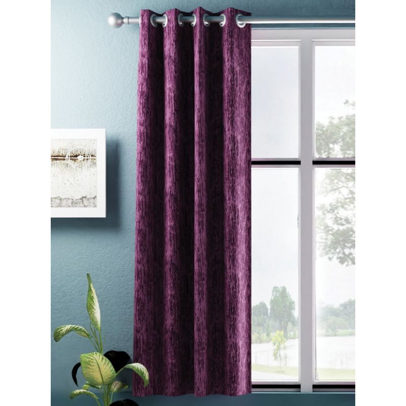 BIANCA Jacquard Blackout Eyelet Curtain 1 Pc (Dromanio) Grape (5 Feet)
